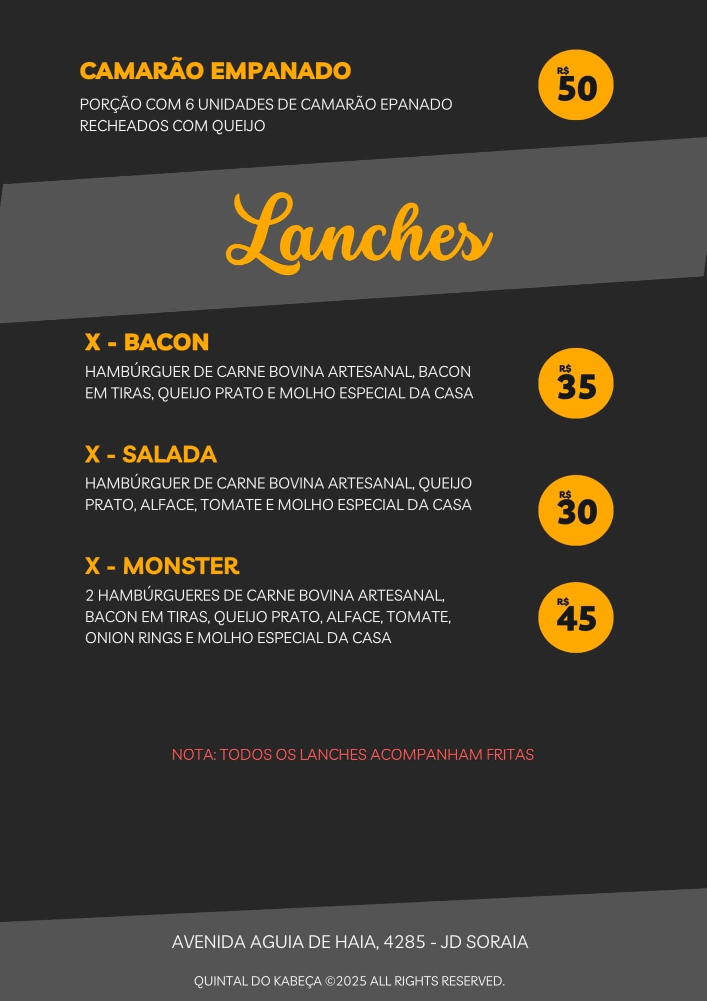 Cardápio de Lanches